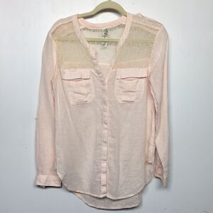 Free People Linen Blend Blouse
